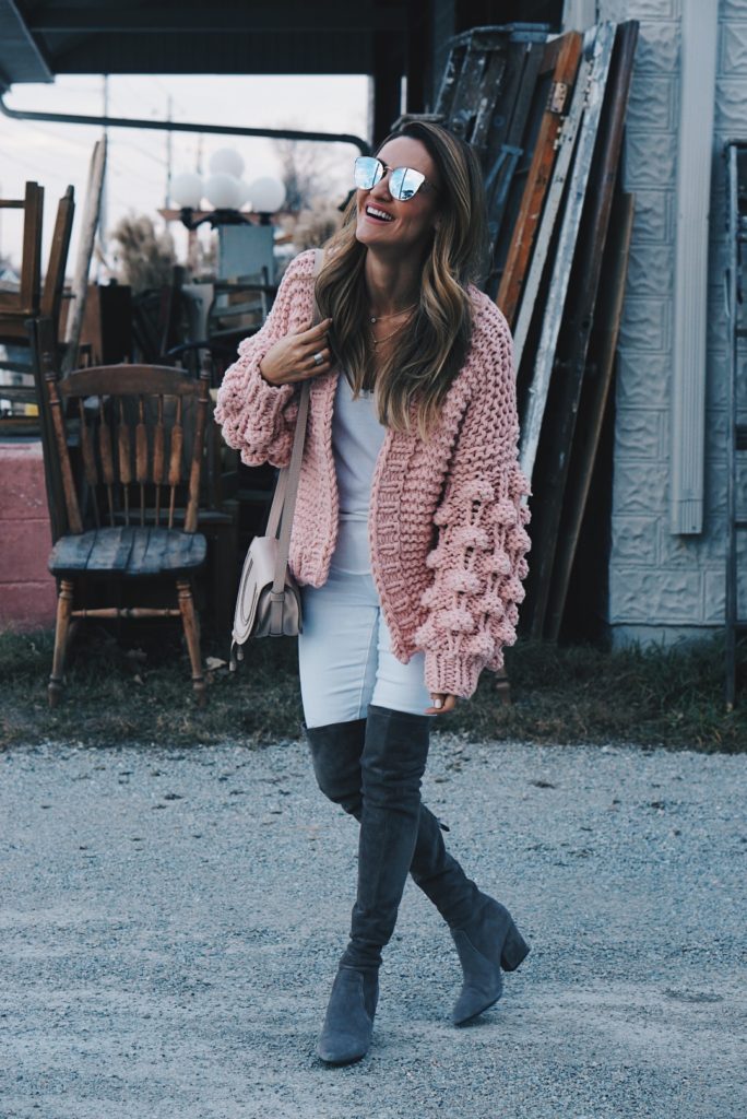 pompom chunky cardigan