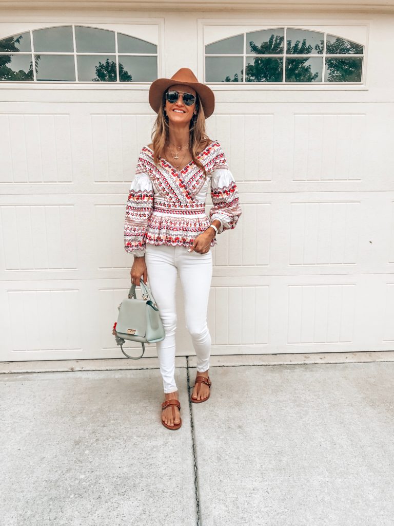 Embroidered full sleeve amur blouse  | Instagram Fashion Summer Roundup featured by popular Indianapolis fashion blogger, Karina Style Diaries