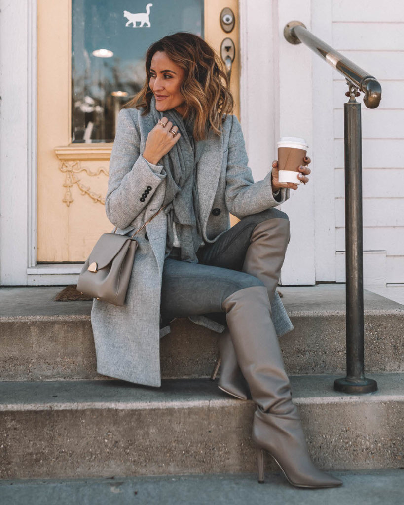 Karina Style Diaries wearing Grey monochromatic fall outfit