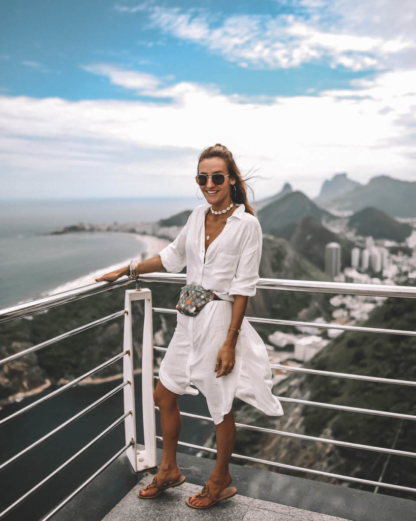 Sugarloaf mountain view to Copacabana beach Rio