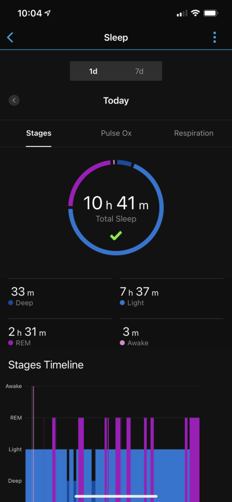 Garmin Wellness app sleep 