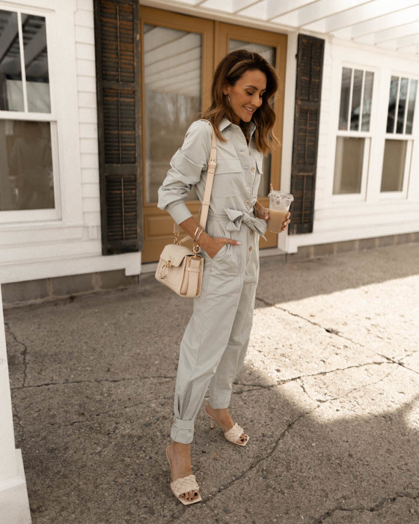 Mango Mint green jumper, chloe tess mini sweet beige outfit