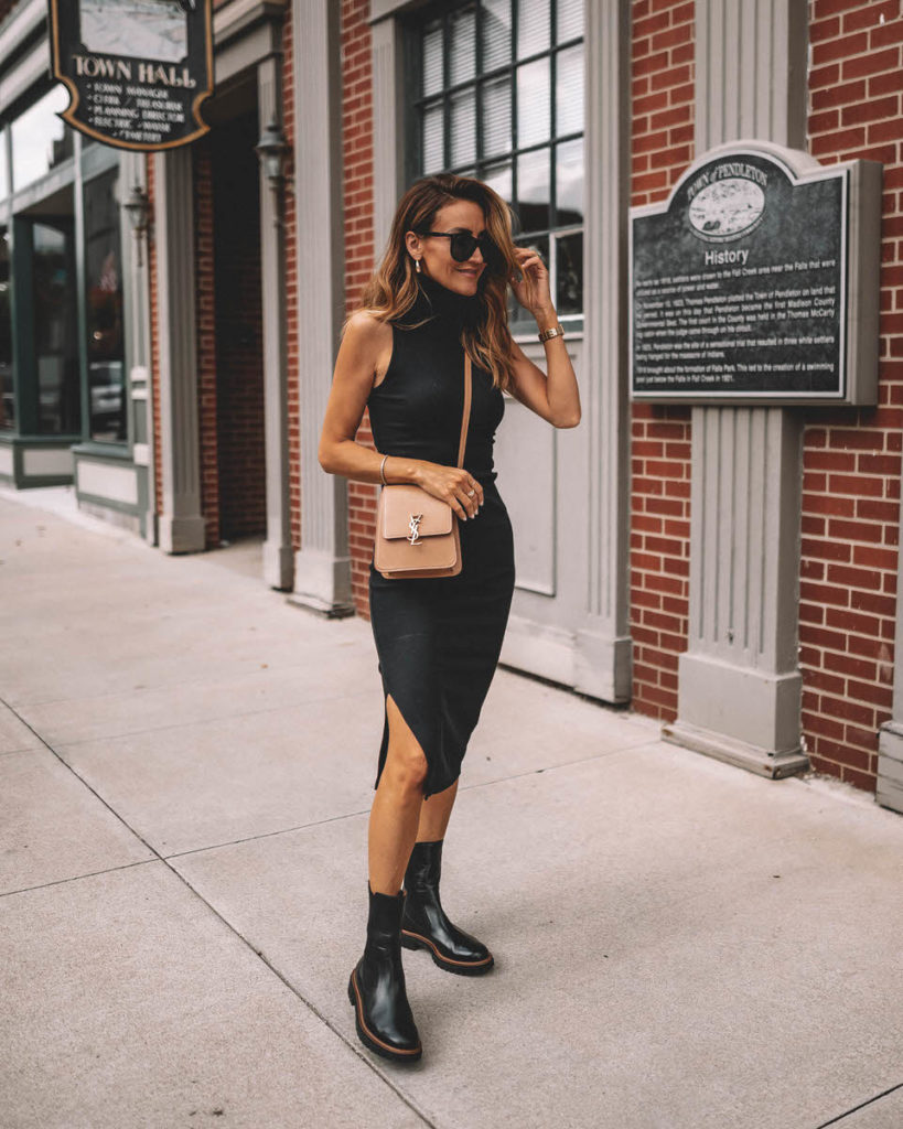 Black bodycon midi dress fall 2021 staples