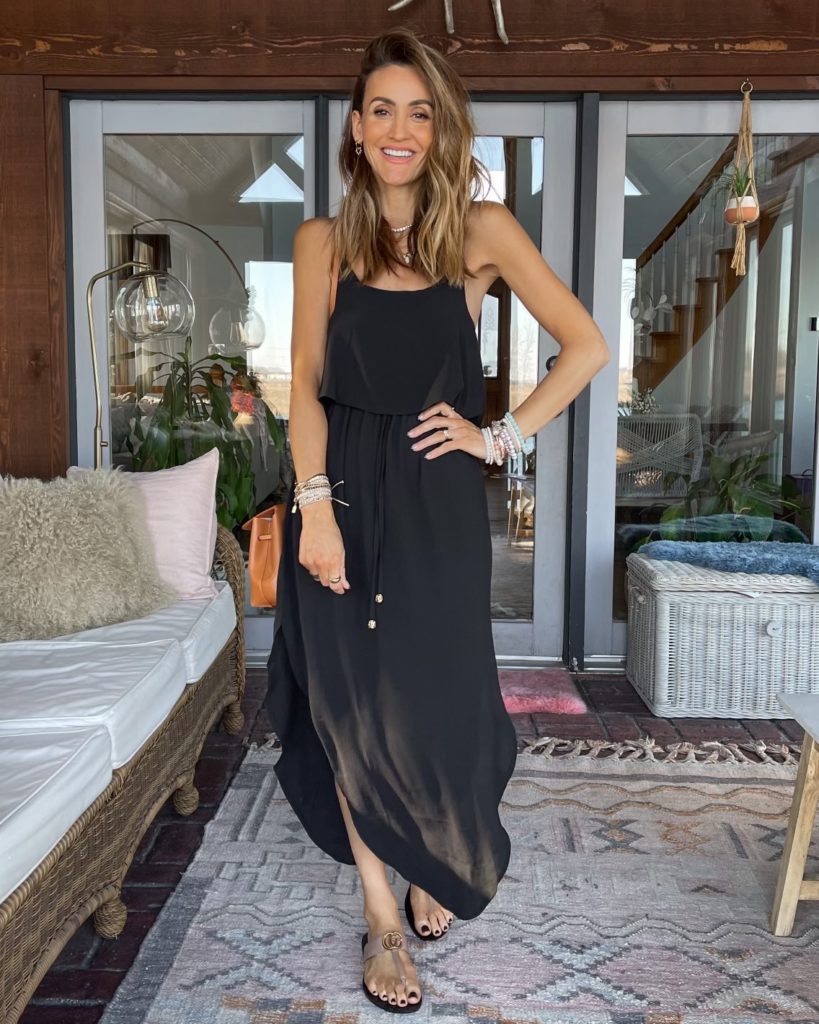 Karina wears amazon black maxi dress