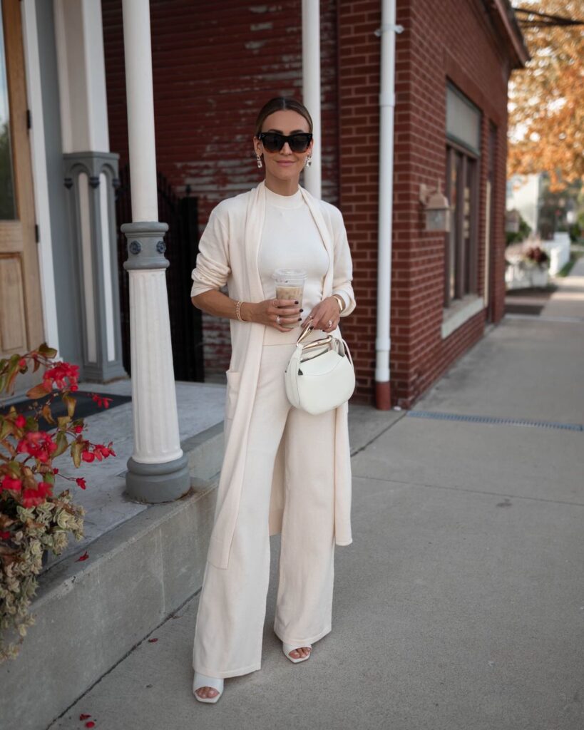 Karina wears Express matching sweater set