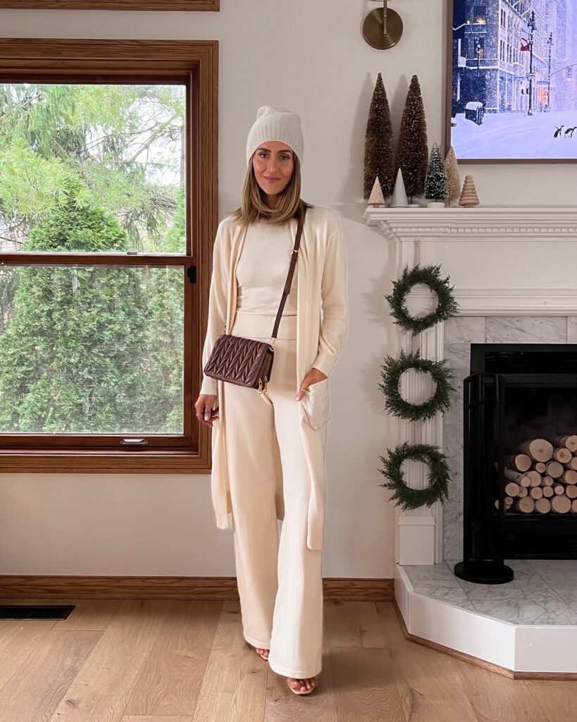 Karina wears Express matching sweater set
