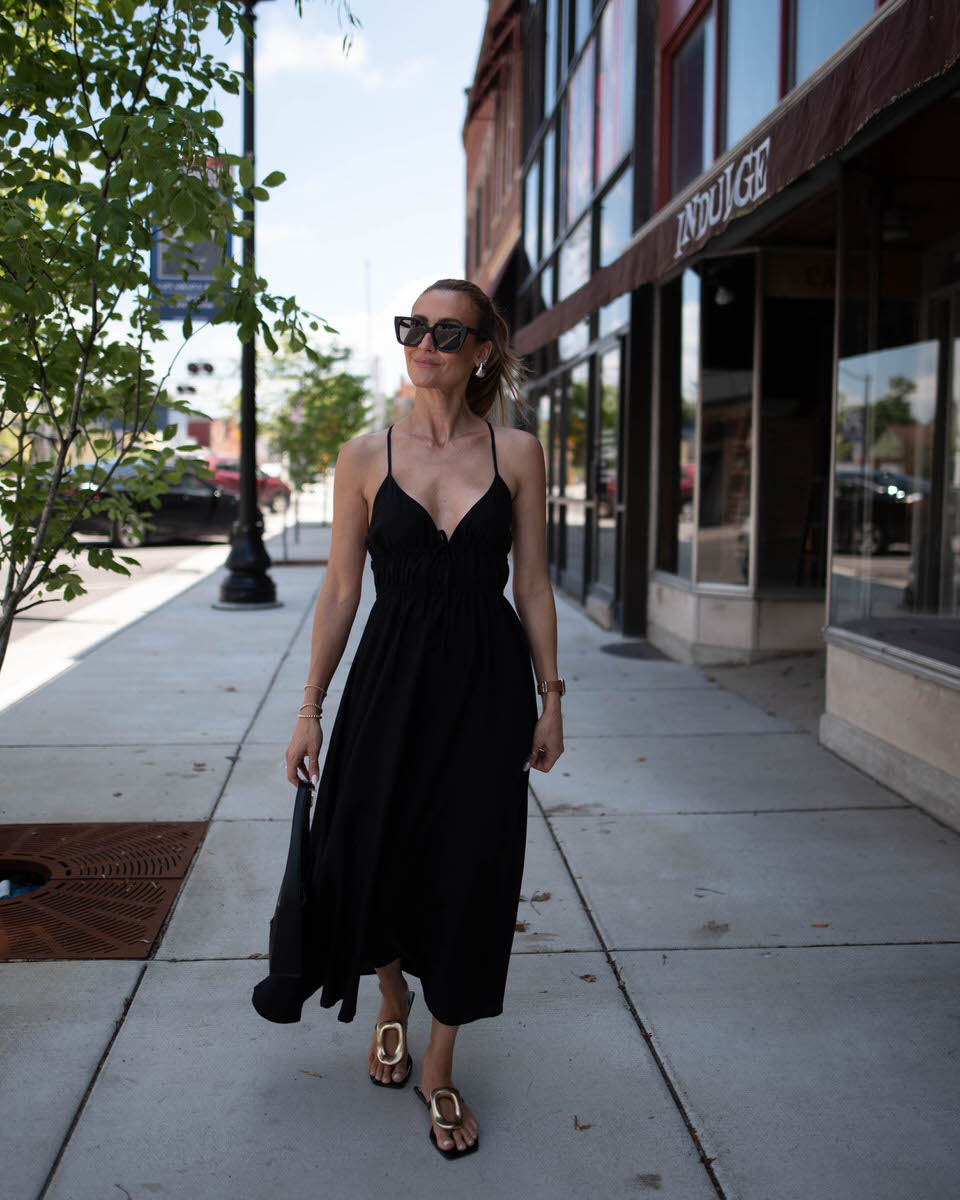 Anthro L'space Playa vista midi dress outfit