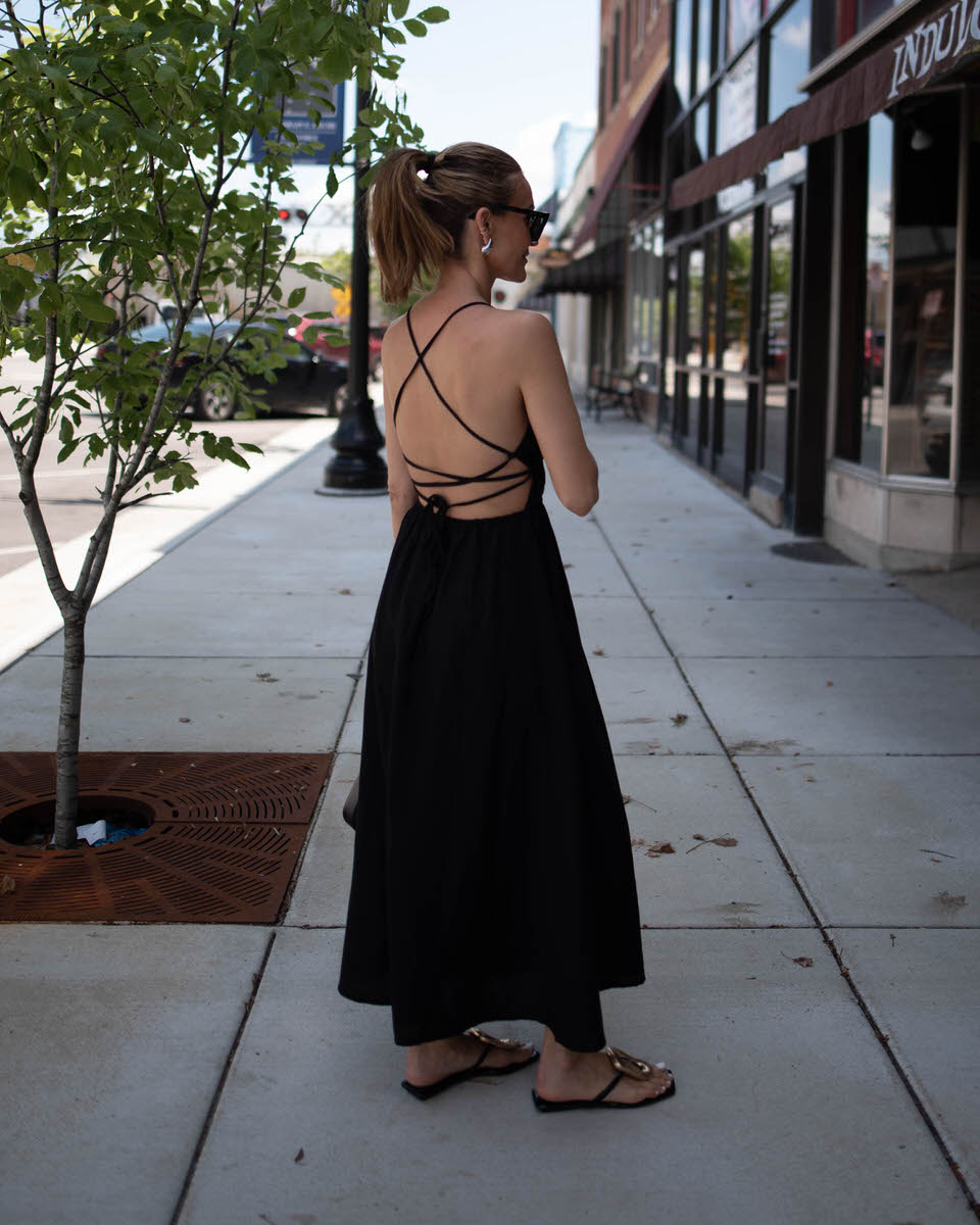 Anthro L'space Playa vista midi dress back