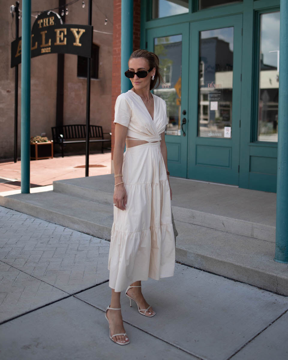Anthro moon river v-neck cut-out tiered dress