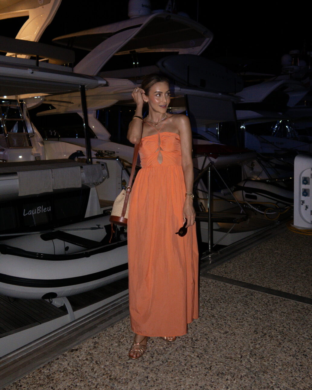 orange maxi dress for france