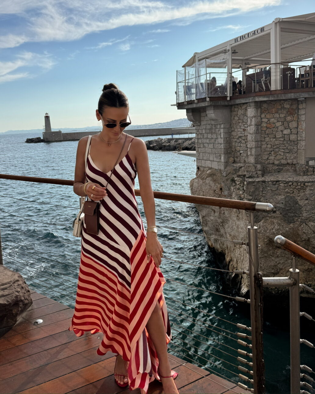 silk patterned maxi dress in south of France