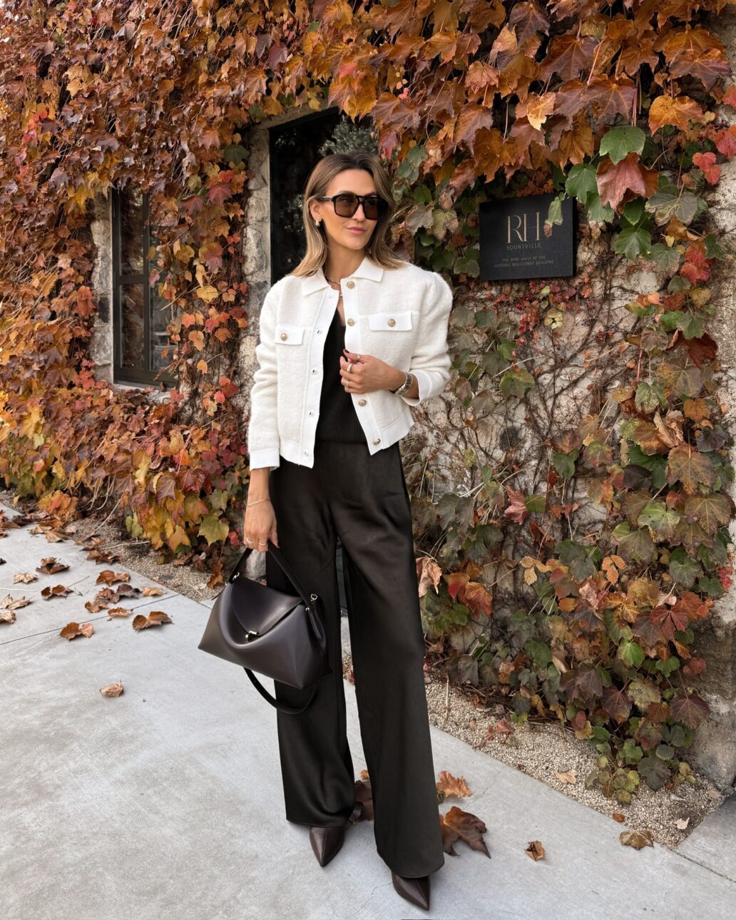 What to Wear Wine Tasting in the Winter Collared Tweed Jacket and Pants